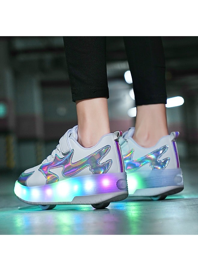 Loquat LED Flash Light Sneaker Skate Shoes with Wheels USB Charging Roller Skates Shoes for Kids - Image 4