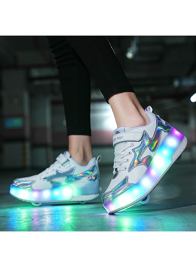 Loquat LED Flash Light Sneaker Skate Shoes with Wheels USB Charging Roller Skates Shoes for Kids - Image 3