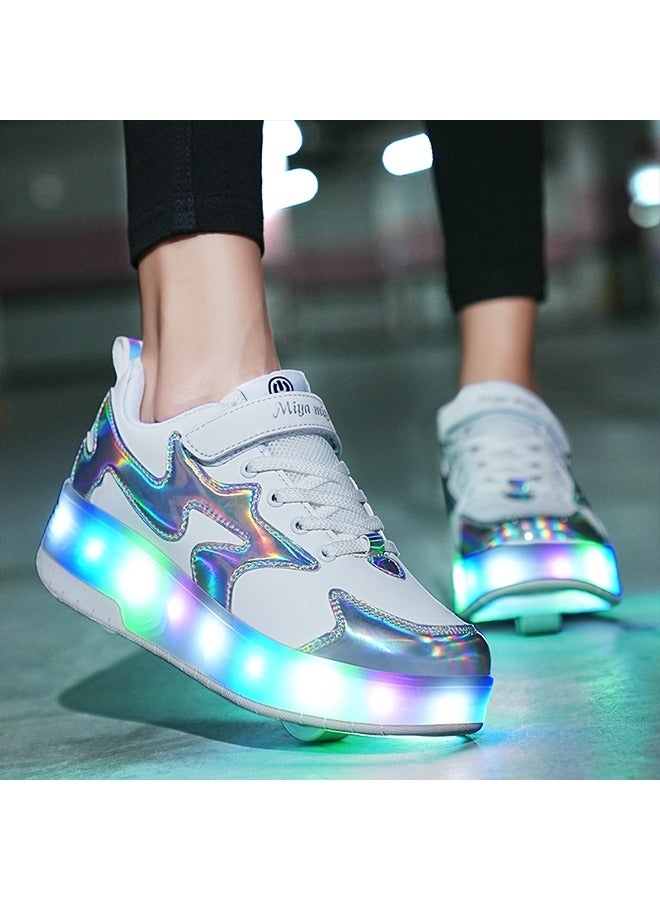 Loquat LED Flash Light Sneaker Skate Shoes with Wheels USB Charging Roller Skates Shoes for Kids - Image 5