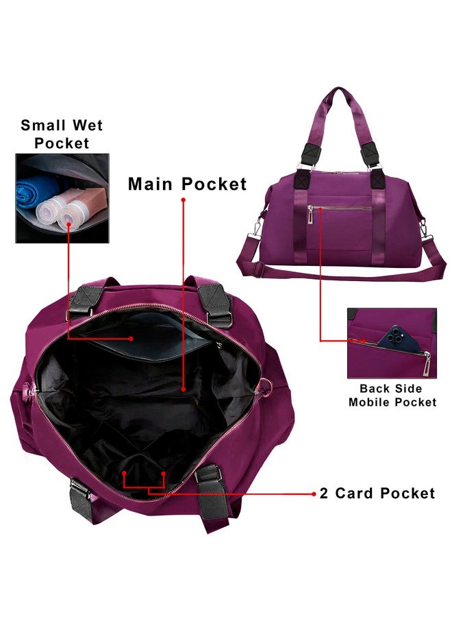 ستوريت حقيبة سفر دافل نايلون 47 سم من ستوريت، حقيبة كتف رياضية للنساء مع جيب مبلل وحقيبة سفر للعطلات - (نبيذ أحمر، 47 × 16 × 30 سم) - Image 4