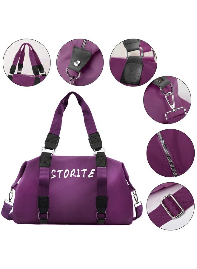 ستوريت حقيبة سفر دافل نايلون 47 سم من ستوريت، حقيبة كتف رياضية للنساء مع جيب مبلل وحقيبة سفر للعطلات - (نبيذ أحمر، 47 × 16 × 30 سم) - Image 3