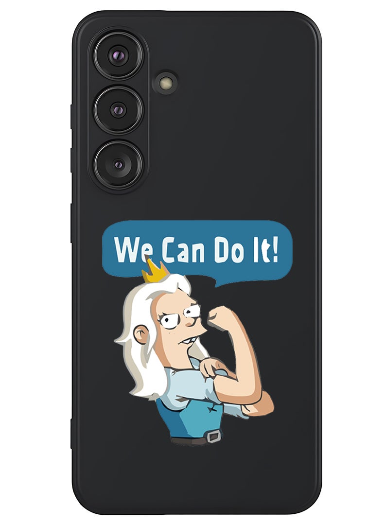 Theodor Protective Slim Fit Case Liquid Silicone Cover with Full Body Protection Anti-Scratch Shockproof Case For Samsung Galaxy S25 (Black) - We can do it-01 - Image 1