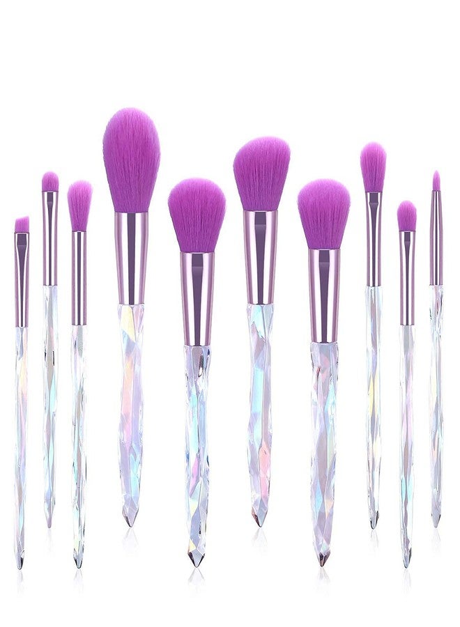 CARTSHOPPER Makers Blue Crystal Makeup Brush Set Rhinestone Transparent Handle Brushes Set Powder Foundation Concealer Eyeshadow Makeup Brushes Kit Women Beauty Tool-10Pcs - Image 2