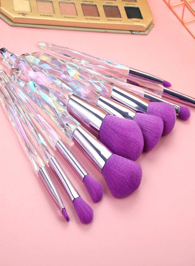 CARTSHOPPER Makers Blue Crystal Makeup Brush Set Rhinestone Transparent Handle Brushes Set Powder Foundation Concealer Eyeshadow Makeup Brushes Kit Women Beauty Tool-10Pcs - Image 3