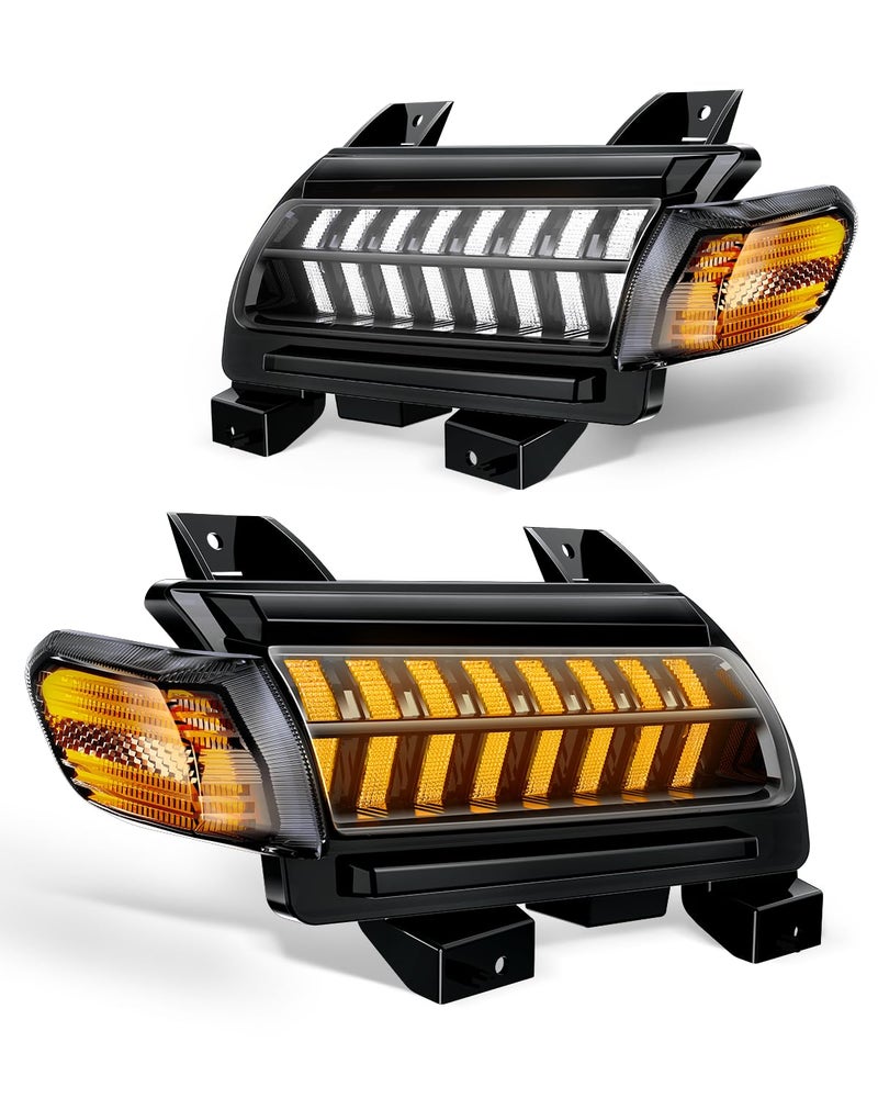 LX-LIGHT Smoke Lens LED Fender Light Kit LED Turn Signal Lights with DRL & Side Marker Lights Compatible with Jeep Wrangler JL Sport Jeep Gladiator JT Sport 2018-2024 (Short Version) - Image 1