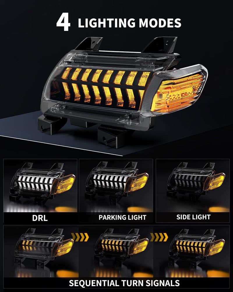 LX-LIGHT Smoke Lens LED Fender Light Kit LED Turn Signal Lights with DRL & Side Marker Lights Compatible with Jeep Wrangler JL Sport Jeep Gladiator JT Sport 2018-2024 (Short Version) - Image 2