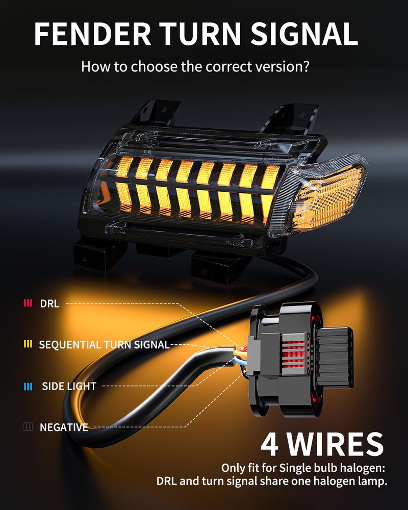 LX-LIGHT Smoke Lens LED Fender Light Kit LED Turn Signal Lights with DRL & Side Marker Lights Compatible with Jeep Wrangler JL Sport Jeep Gladiator JT Sport 2018-2024 (Short Version) - Image 4