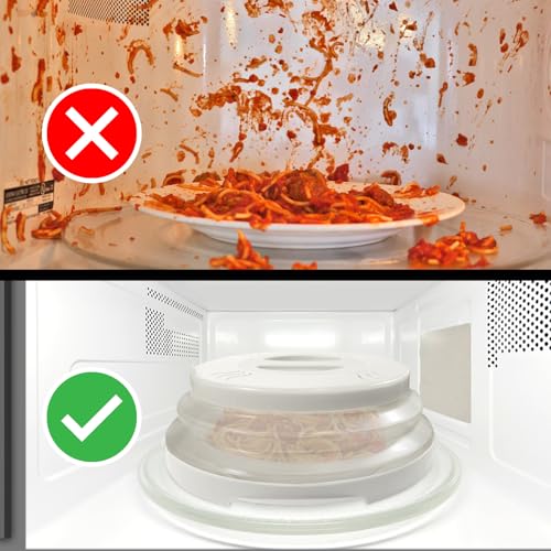 HOVER COVER Magnetic Microwave Splatter Cover 2.0, Collapsible 12-Inch BPA-Free Food Lid with Upgraded Magnets, Vented Plate Guard, Dishwasher Safe, Space-Saving Magnetic Storage - White - Image 4