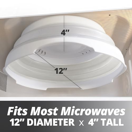 HOVER COVER Magnetic Microwave Splatter Cover 2.0, Collapsible 12-Inch BPA-Free Food Lid with Upgraded Magnets, Vented Plate Guard, Dishwasher Safe, Space-Saving Magnetic Storage - White - Image 2