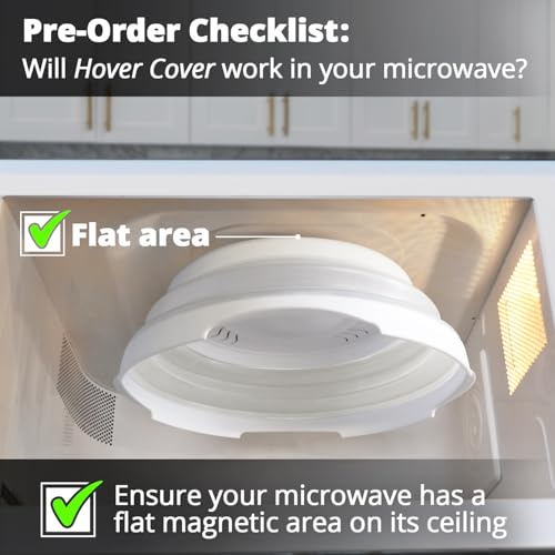 HOVER COVER Magnetic Microwave Splatter Cover 2.0, Collapsible 12-Inch BPA-Free Food Lid with Upgraded Magnets, Vented Plate Guard, Dishwasher Safe, Space-Saving Magnetic Storage - White - Image 3