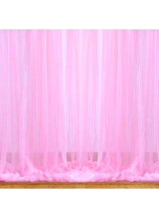 1iAM 2pcs Pink Decoration Net Curtains Large Size Stitched with Ribbon Nylon Made Reusable Soft Wrinkled Free 85x5ft Each Backdrop Net for Birthday Anniversary Party Decoration - pzsku/Z901BE6BAAC3DB9CD9CE9Z/45/1745821377/f06616ab-4602-4dcd-b325-ad0efaad9888