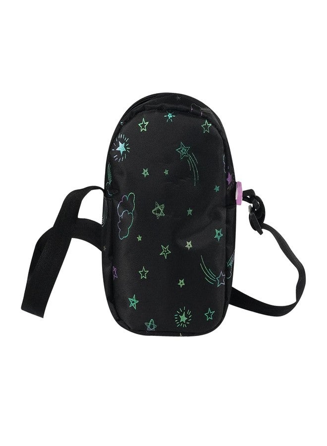 Smily Kiddos Stary Pop Sling Bag for Kids - Black | Space Theme Crossbody Bag | Lightweight Travel & Casual Bag for Girls & Boys | Adjustable Strap | 17 × 13 × 6 cm - Image 2