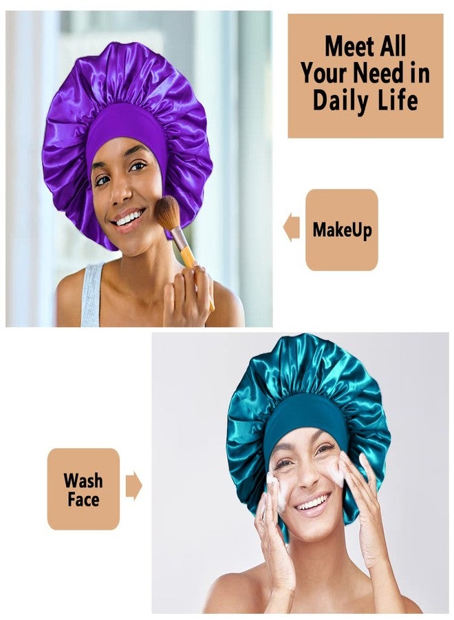 Heniho 3PCS Extra Large Satin Bonnets for Sleeping, Hair Bonnets for Black Women Braids Curly Hair, B - Image 5