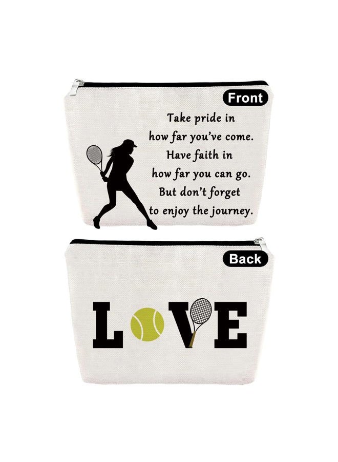 Sfodiary Tennis Gifts Makeup Bag Inspirational Gift for Tennis Player Birthday Gift for Women Cosmetic Bag Tennis Lover Gift Graduation Gift for Tennis Girl Travel Cosmetic Pouch Christmas Gift - Image 1