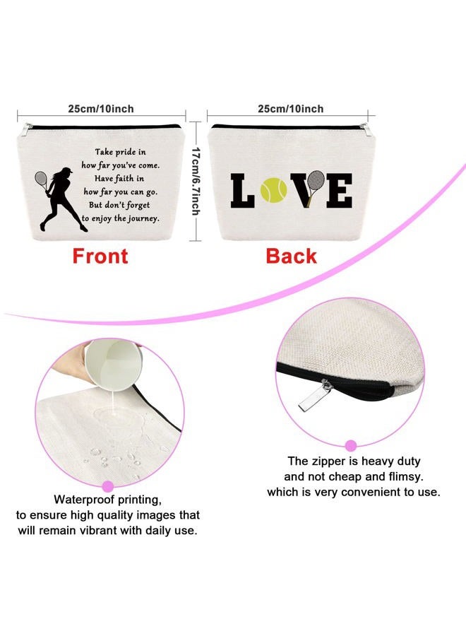 Sfodiary Tennis Gifts Makeup Bag Inspirational Gift for Tennis Player Birthday Gift for Women Cosmetic Bag Tennis Lover Gift Graduation Gift for Tennis Girl Travel Cosmetic Pouch Christmas Gift - Image 2