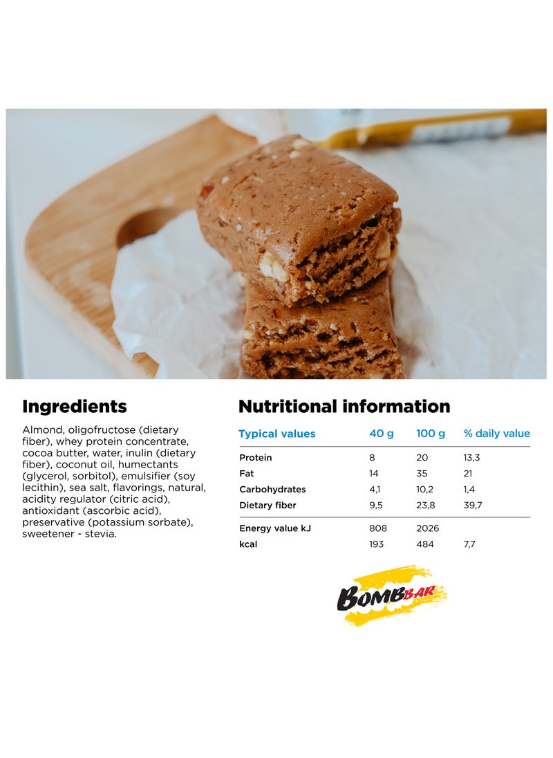 BOMBBAR Protein Keto Bar with Almond Nougat and Vanilla 12x40g  - Image 5