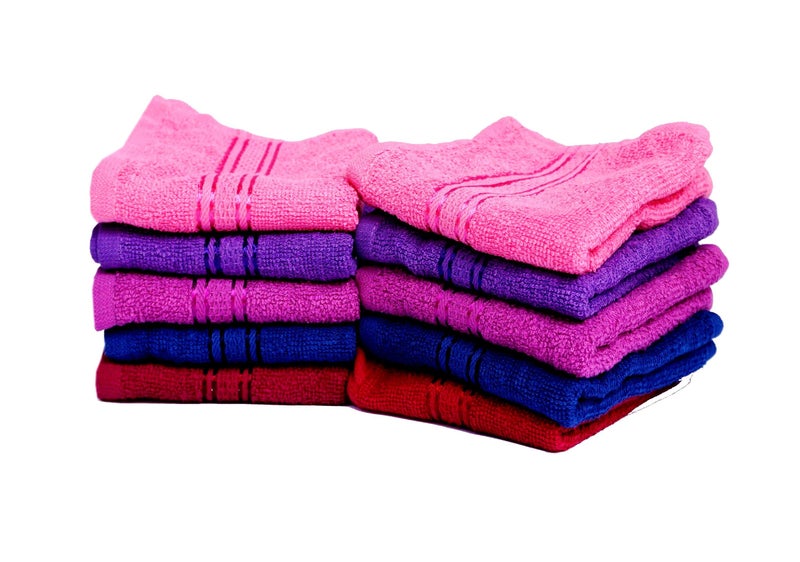 Space Fly SILVERLINE Very Soft Fresh Loom 500 GSM 100% Cotton Face Towel Hanky for Men, Face Towel for Women, Baby face Towels Newborn, Napkins for Hand Towel Small (10 Pieces_Multi Dark Color) - Image 2