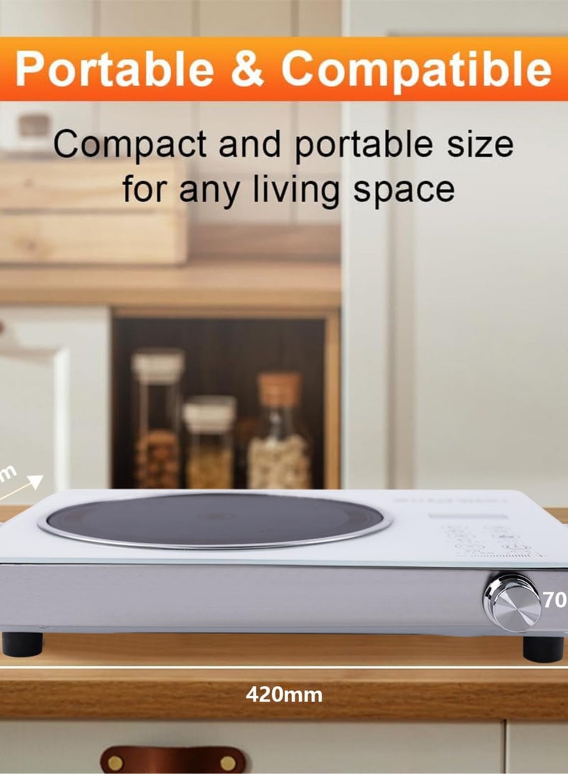 Joshberg Infrared Cooker,Single Infrared Ceramic Hot Plate,Induction Cooker Electric Infrared Burner Compatible for All Cookwares - White - Image 5