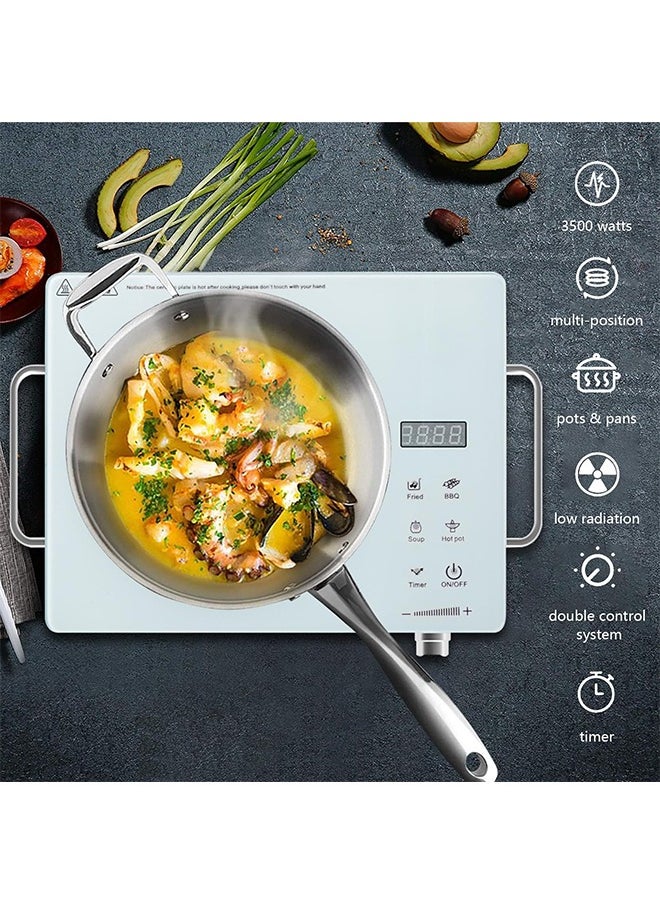 Joshberg - 3500W Infrared Cooker,Single Infrared Ceramic Hot Plate,Induction Cooker Electric Infrared Burner Compatible for All Cookwares - White - Image 1