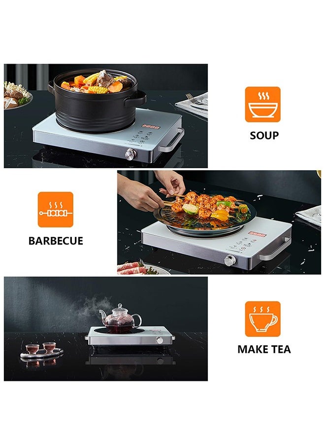 Joshberg - 3500W Infrared Cooker,Single Infrared Ceramic Hot Plate,Induction Cooker Electric Infrared Burner Compatible for All Cookwares - White - Image 1