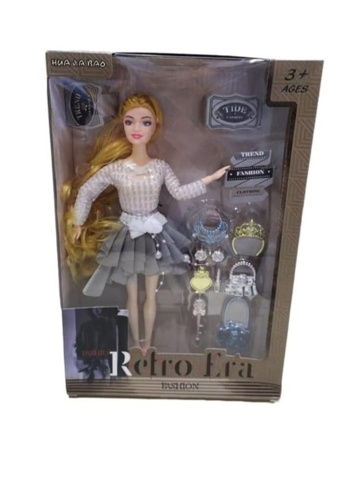 "Beautiful fashion doll with accessories for girls (multi-colored)."