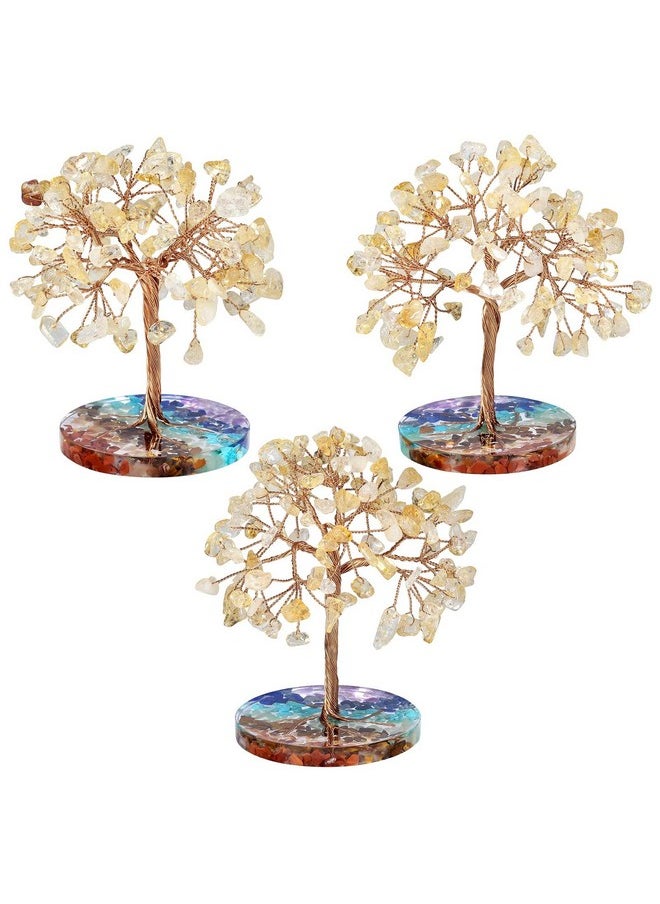 mookaitedecor mookaitedecor Natural Citrine Crystal Money Tree with 7 Chakra Stones Resin Base Crystal Trees Feng Shui Sculpture Home Office Decoration Good Luck Gift 4-4.6 Inch  - Image 4