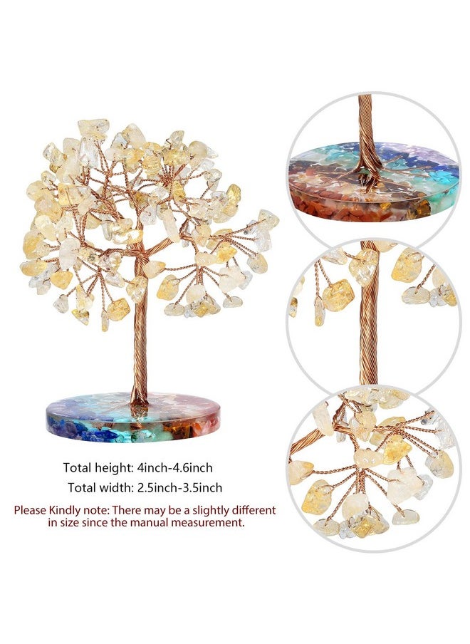 mookaitedecor mookaitedecor Natural Citrine Crystal Money Tree with 7 Chakra Stones Resin Base Crystal Trees Feng Shui Sculpture Home Office Decoration Good Luck Gift 4-4.6 Inch  - Image 2