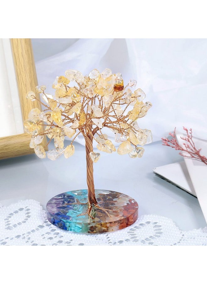 mookaitedecor mookaitedecor Natural Citrine Crystal Money Tree with 7 Chakra Stones Resin Base Crystal Trees Feng Shui Sculpture Home Office Decoration Good Luck Gift 4-4.6 Inch  - Image 3