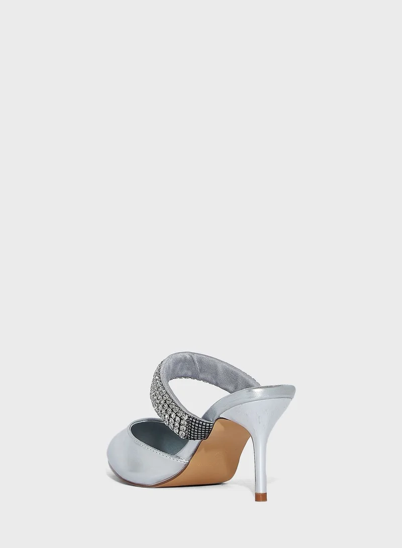Ella Limited Edition Diamante  Stone Strap Pointed Slip On Pump