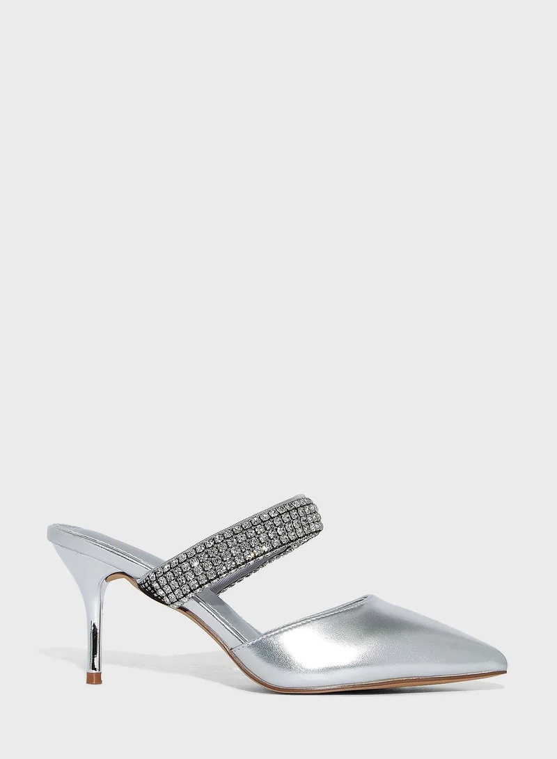 Ella Limited Edition Diamante  Stone Strap Pointed Slip On Pump