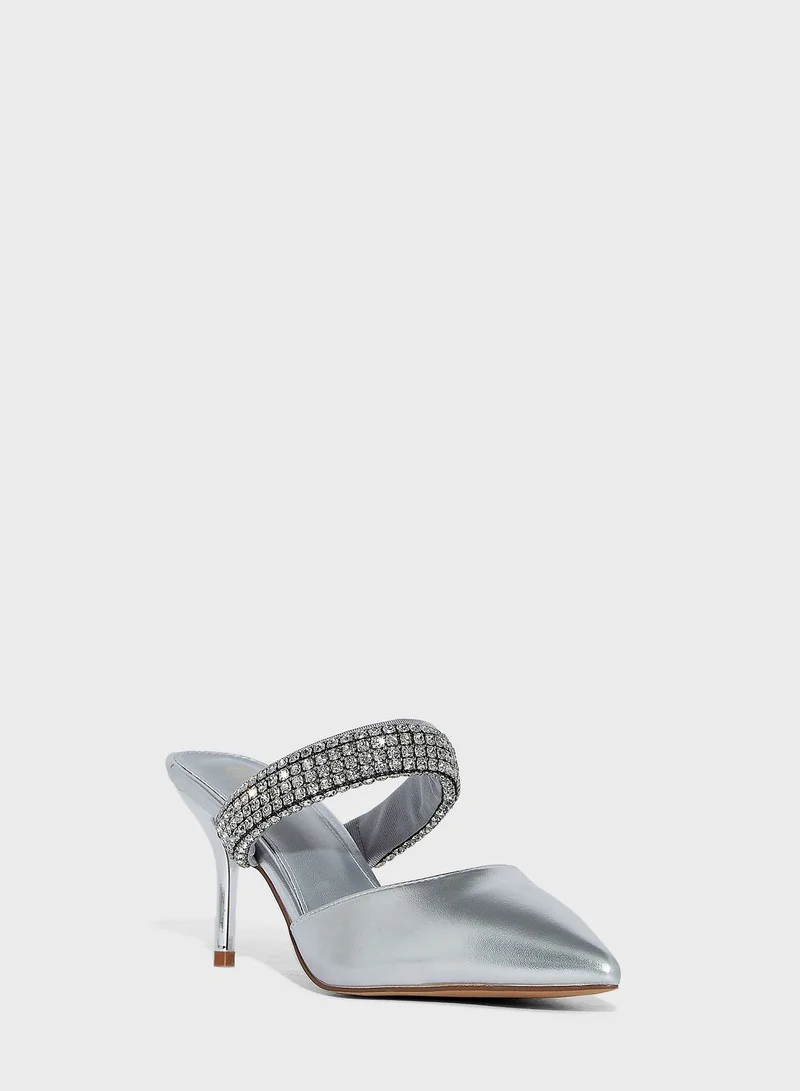 Ella Limited Edition Diamante  Stone Strap Pointed Slip On Pump
