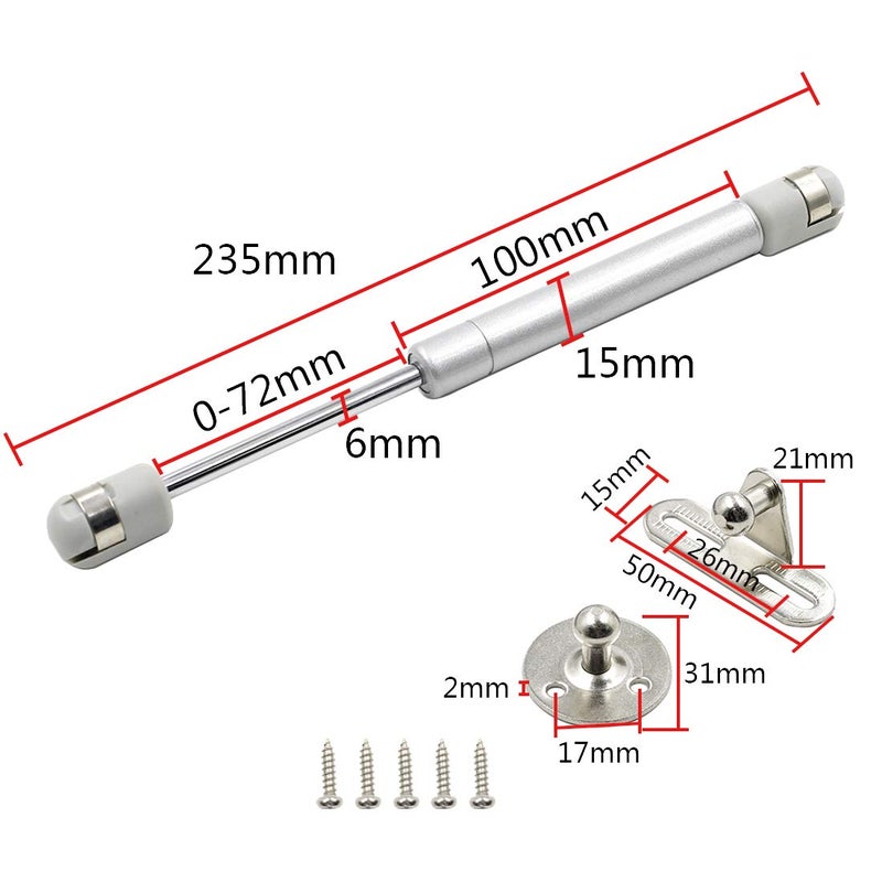 Hxchen 4Pcs 8 Inch 30N Hydraulic Support Cabinet Hinge, Soft Close Lid Supports & Buffer Telescopic Cabinet Door Gas Spring Glue Head Supports - Image 3