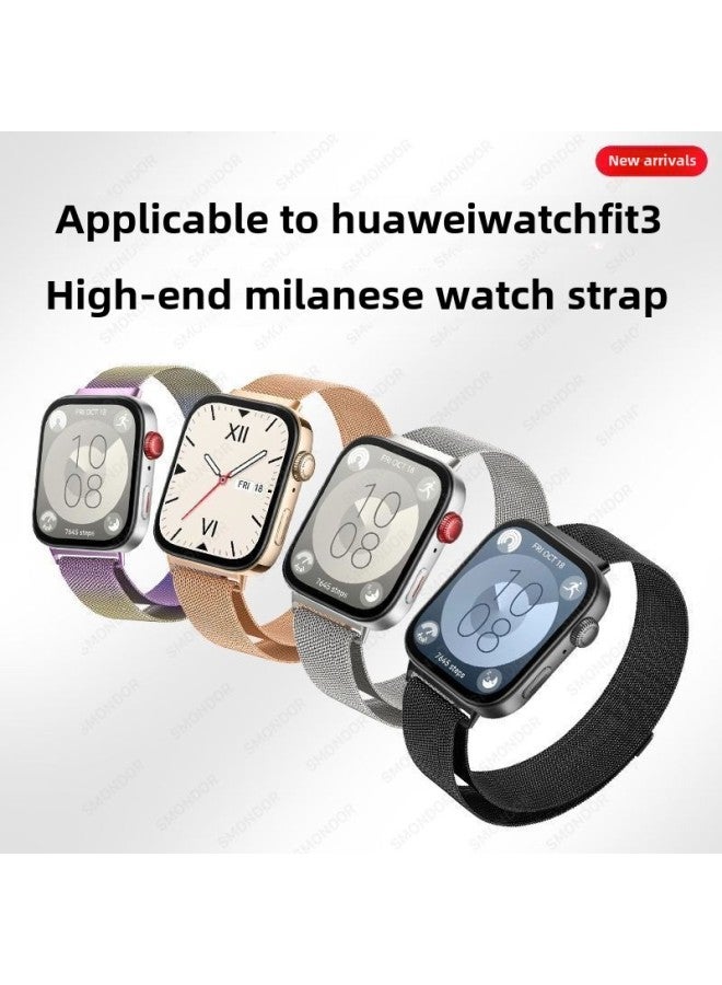 لساعة huawei Fit3 حزام Watchfit3 سوار معصم مغناطيسي معدني ميلانو لطيف Fit2 حزام بديل - اللون: لساعة huawei Watch Fit2 - [ملون] حزام ساعة مغناطيسي ميلانو
