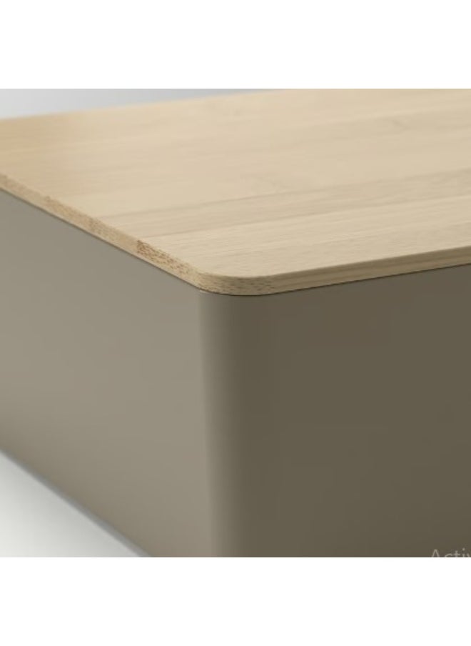 IKEA (IKEA) Box with lid, dark grey-beige/bamboo, 18x26x8 cm  - Image 2