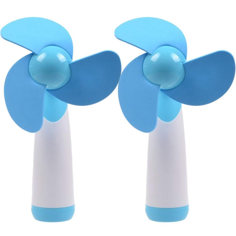 Ogrmar Mini Handheld Fan Personal Fan Battery Soft Foam Blades Powered for Home and Travel 2PC Blue 2