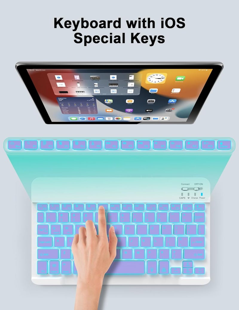 Nsyee Backlit Bluetooth Keyboard and Mouse, Universal Compact Wireless Keyboard, Rechargeable Portable Keyboards for iPad/Samsung/Tablet/iOS/Android/Windows, UK Layout - Image 3