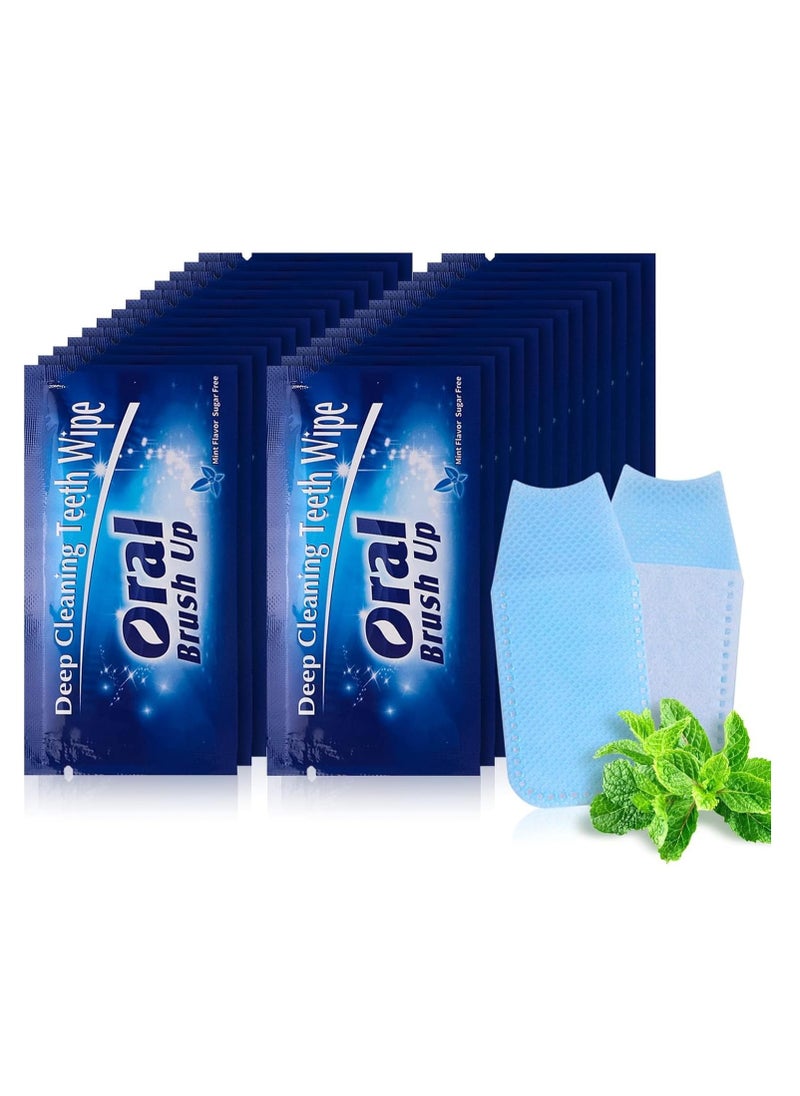 Oral - Mint-Flavored Oral Wipes, Teeth Whitening Wipes Oral Cleaning Wipe, Portable and Disposable, for On-The-Go, Travelling, Office, Home, Ect. Sugar Free(Dark Blue, 60 Pcs) - Image 1