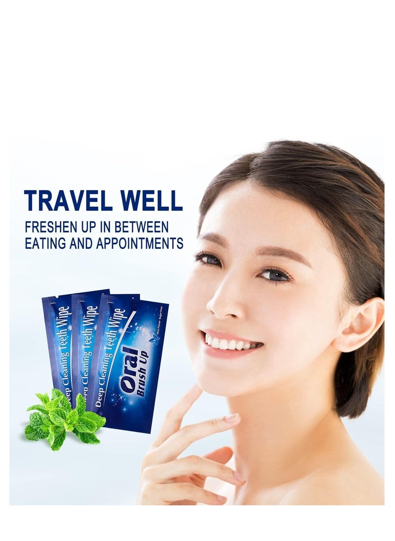 Oral - Mint-Flavored Oral Wipes, Teeth Whitening Wipes Oral Cleaning Wipe, Portable and Disposable, for On-The-Go, Travelling, Office, Home, Ect. Sugar Free(Dark Blue, 60 Pcs) - Image 1