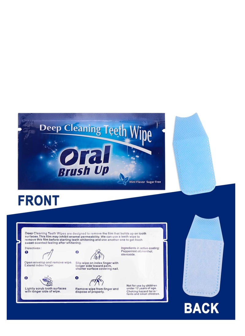 Oral - Mint-Flavored Oral Wipes, Teeth Whitening Wipes Oral Cleaning Wipe, Portable and Disposable, for On-The-Go, Travelling, Office, Home, Ect. Sugar Free(Dark Blue, 60 Pcs) - Image 1