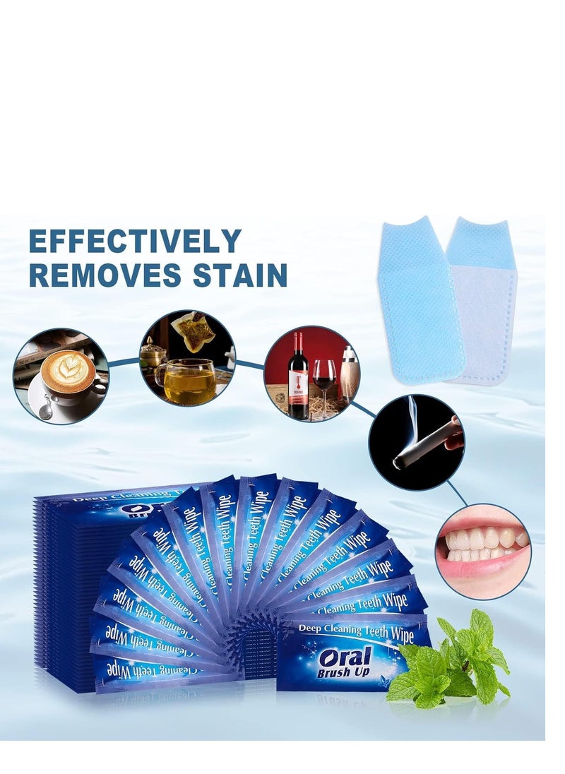 Oral - Mint-Flavored Oral Wipes, Teeth Whitening Wipes Oral Cleaning Wipe, Portable and Disposable, for On-The-Go, Travelling, Office, Home, Ect. Sugar Free(Dark Blue, 60 Pcs) - Image 1