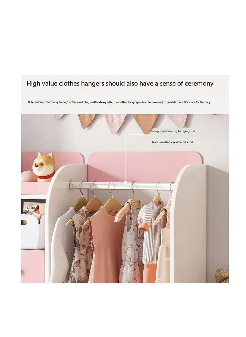 CityRiya-Long Kids Wardrobe Closet,Kids Dress Up Storage with 5 Drawer, Kids Armoire Opening Hanging Costume Closet Wardrobe for Kids, Pretend Storage Closet Armoire Dresser for Kids Room(YN011-White)  - Image 5