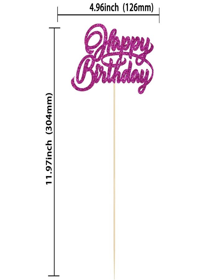 Ephlyn 12Pcs Happy Birthday Centerpiece Sticks Birthday Party Decorations Single Sided Glitter Table Toppers Decorations for Baby Shower Halloween Anniversary Party Decors Favors Purple - Image 2