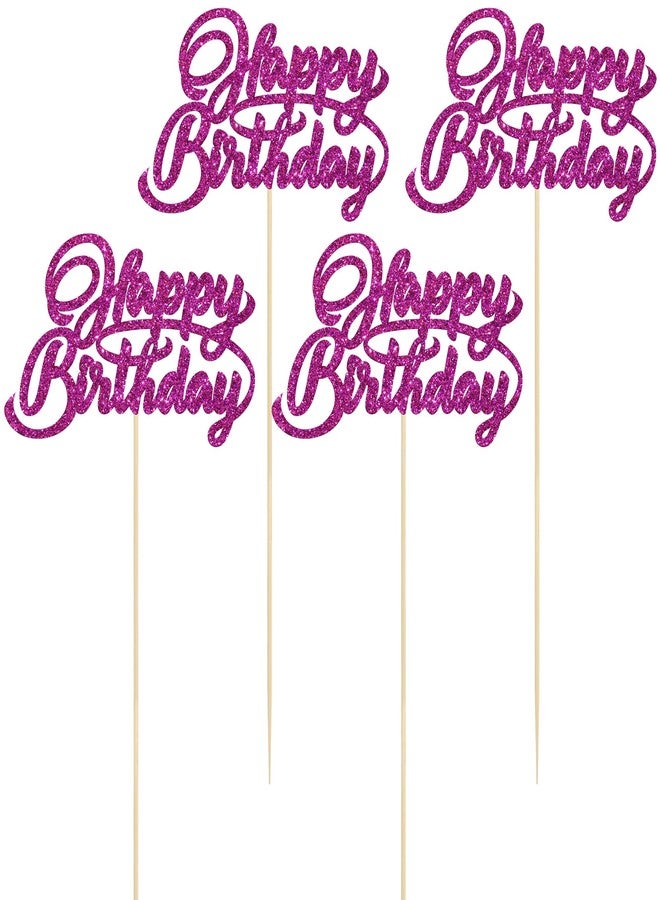 Ephlyn 12Pcs Happy Birthday Centerpiece Sticks Birthday Party Decorations Single Sided Glitter Table Toppers Decorations for Baby Shower Halloween Anniversary Party Decors Favors Purple - Image 3