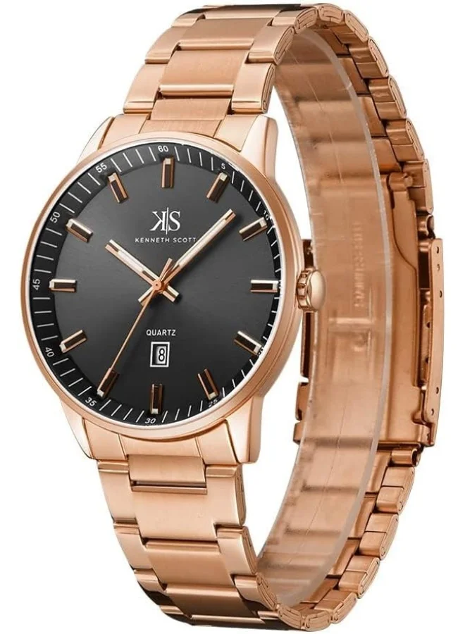 كينيث سكوت Kenneth Scott Men's Black Dial Analog Watch - K22010-RBKW