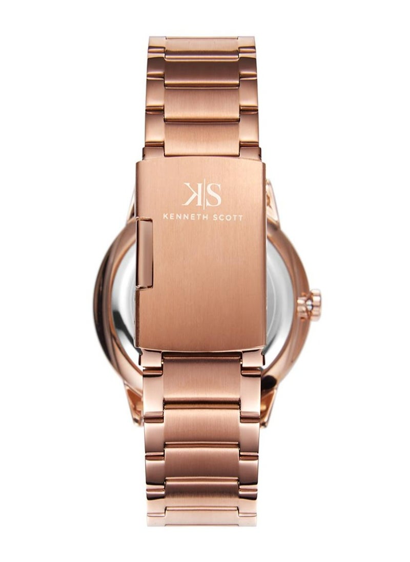 KENNETH SCOTT Kenneth Scott Men's Quartz Movement Watch, Analog Display and Stainless Steel Strap - K22010-RBKW, Rose Gold  - Image 3