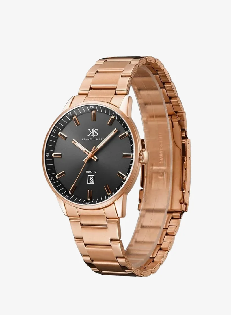 KENNETH SCOTT Kenneth Scott Men's Black Dial Analog Watch - K22010-RBKW