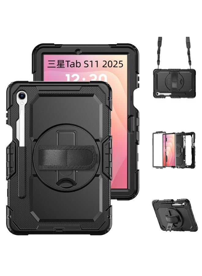 general Compatible with Samsung Galaxy Tab S11 11 Inch (Model SM-X730 X736B) 2025 Case with Screen Protector Heavy Duty Shockproof Case Hybrid Full-Body Protective Cover Kickstand+Handle+Strap - Image 1