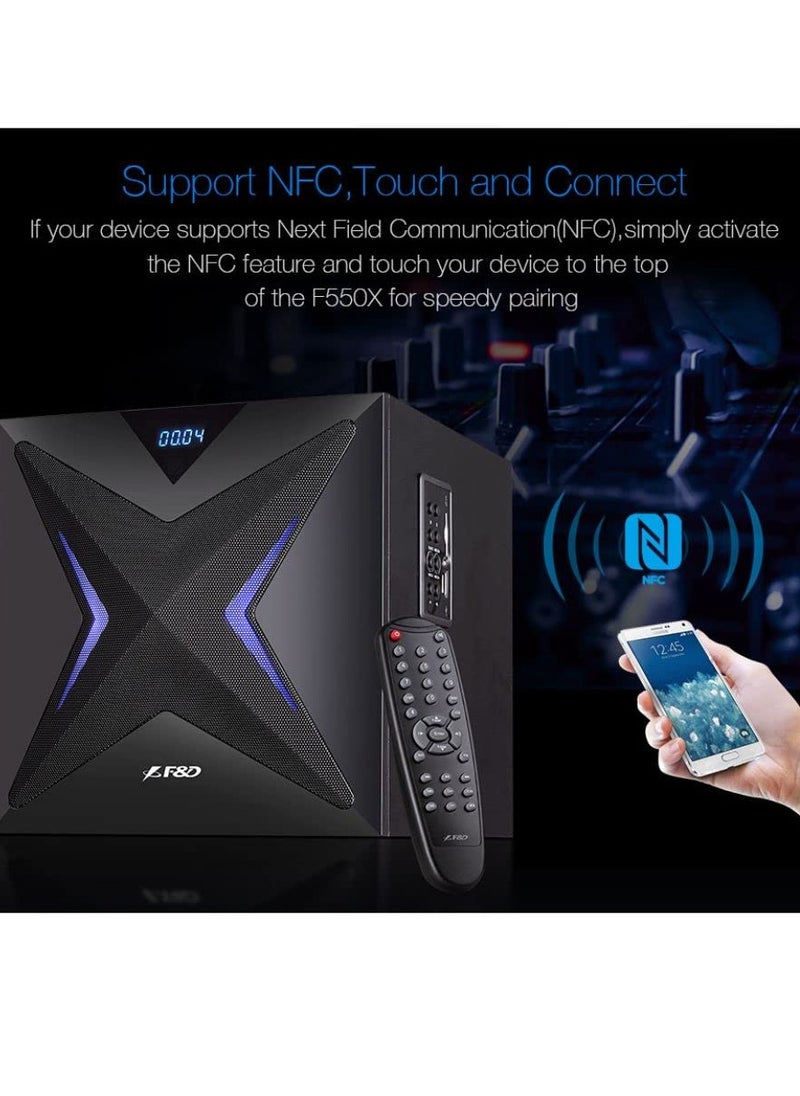 ماركة غير محددة - مكبر صوت لاسلكي F&D F550X بتقنية البلوتوث وNFC، نظام صوت 2.1، إضاءة LED متعددة الألوان، تشغيل USB/SD/AUX - Image 1