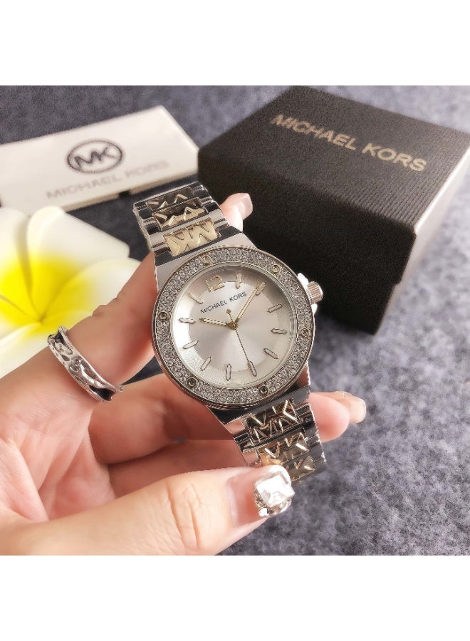 ام كي Michael Kors Women's Watch with Crystal - Embellished Bezel and Logo - Engraved Bracelet