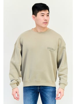 Originals by Brooklyn Cloth Men Crew Neck Brand Logo Long Sleeve Sweatshirt, Tan  - Image 1